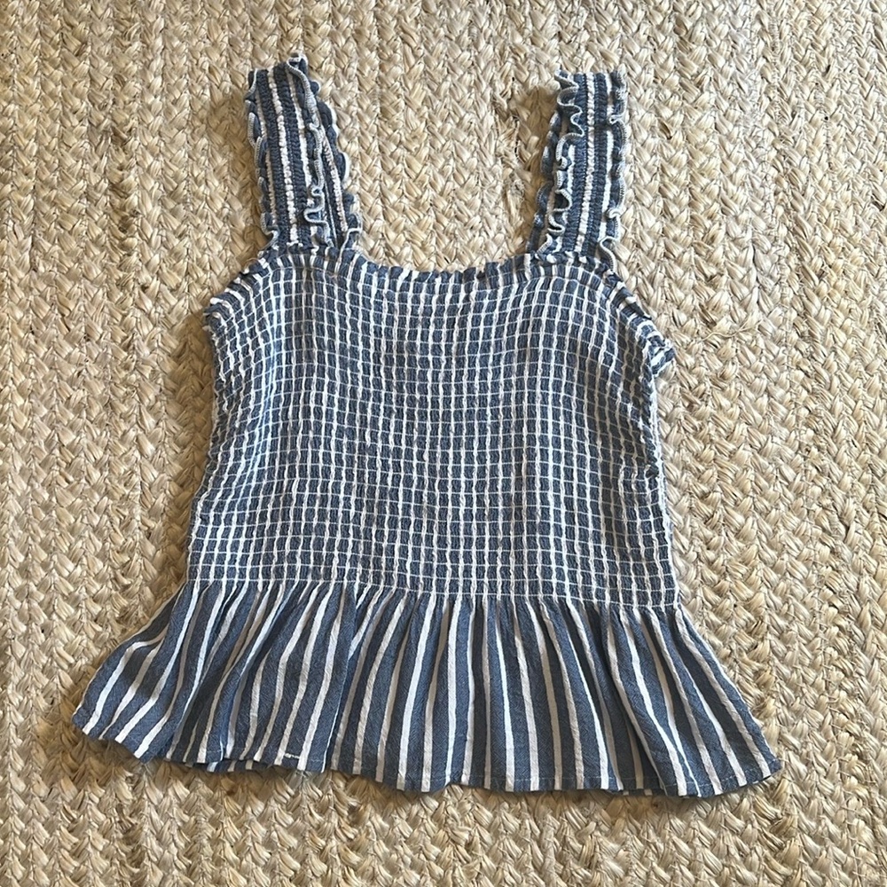 Holister blue and white stripped tank top